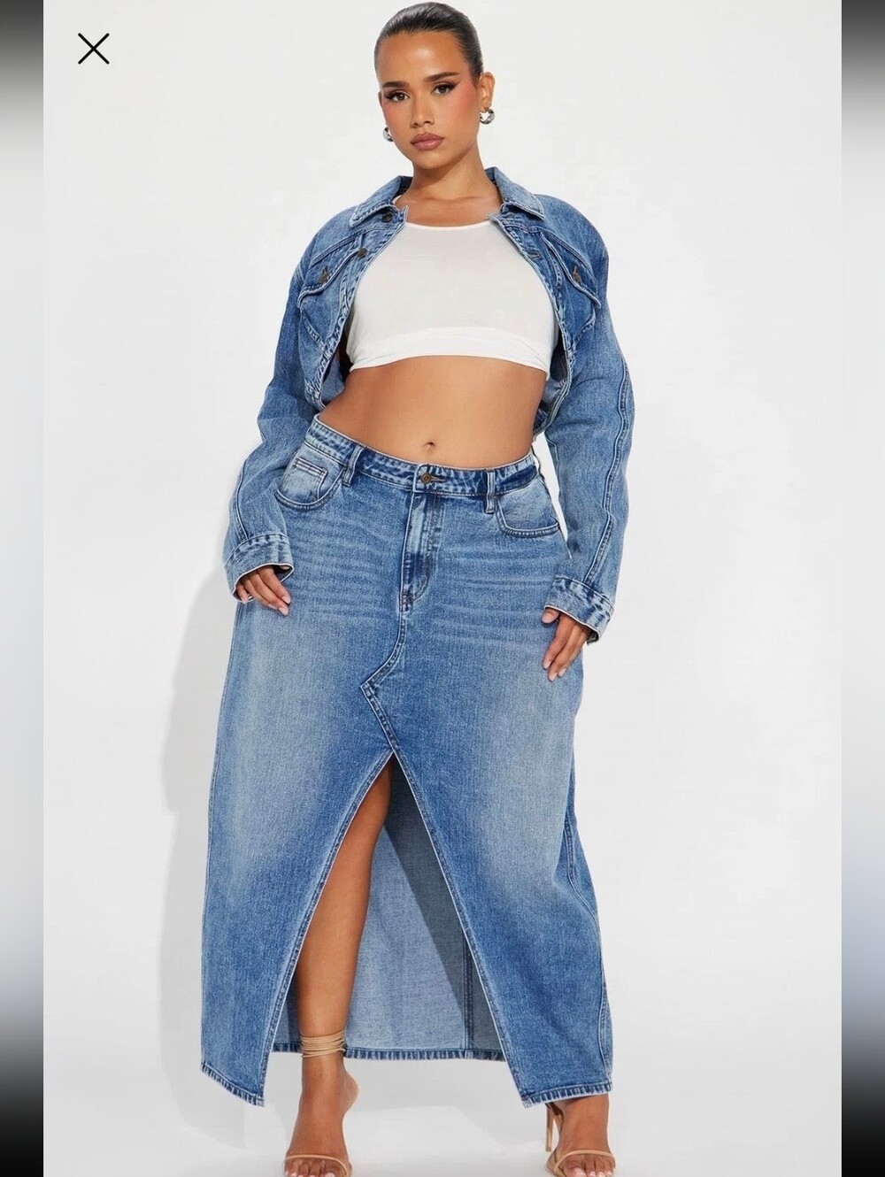Fashion Nova Women's Denim Maxi Skirt Lone Pine Western Cowgirl Plus Size 3X